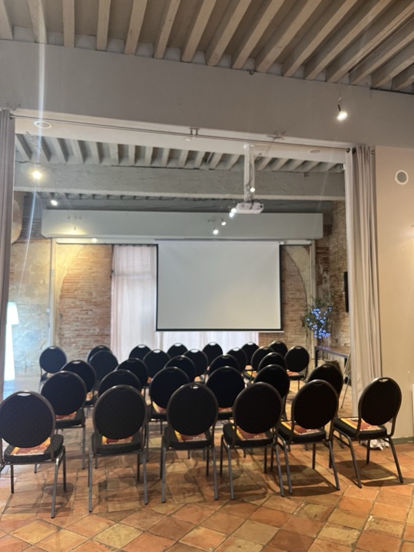 Les rangs face à l'écran de projection